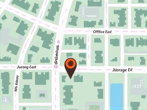 A static map showing the location of the office in Jurong East, Singapore.